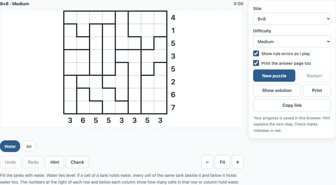 Aquarium puzzle example