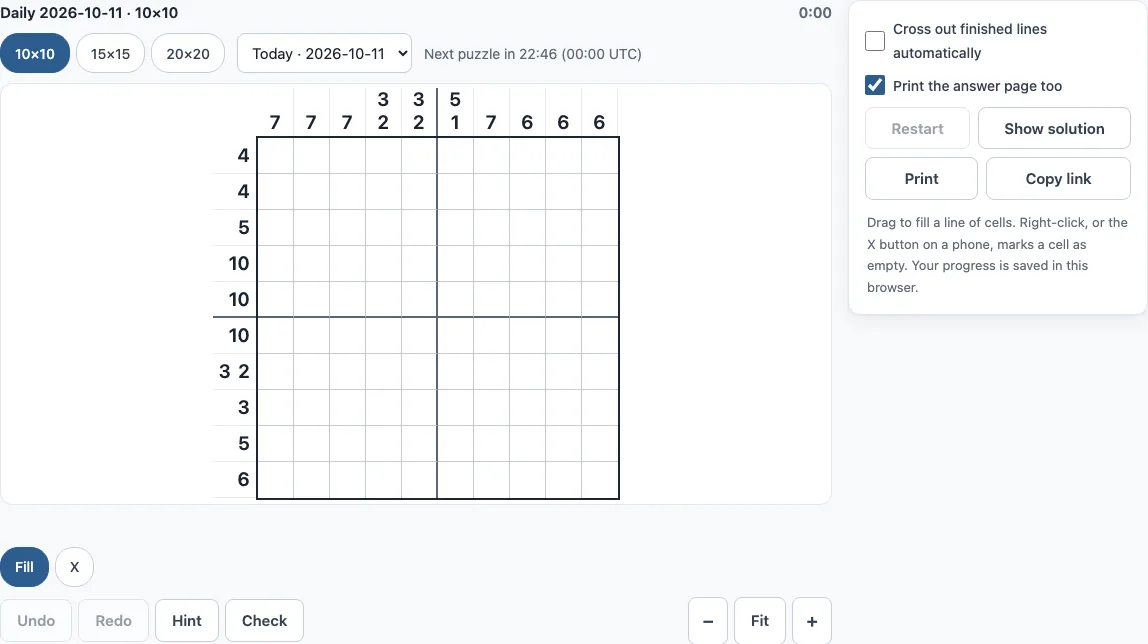 Daily nonogram example