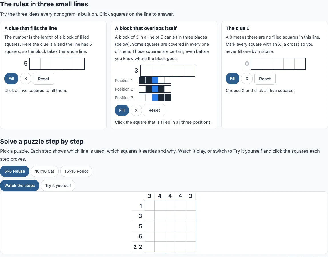 Nonogram how to play example