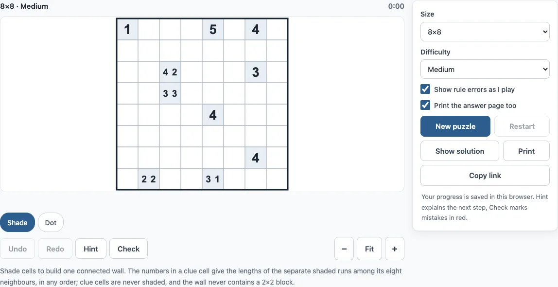 Tapa puzzle example