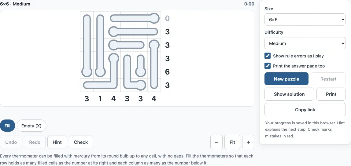 Thermometer puzzle example